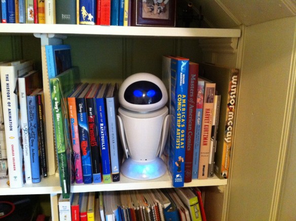 Eve (from the movie Wall-E) guards a few of my animation books. 